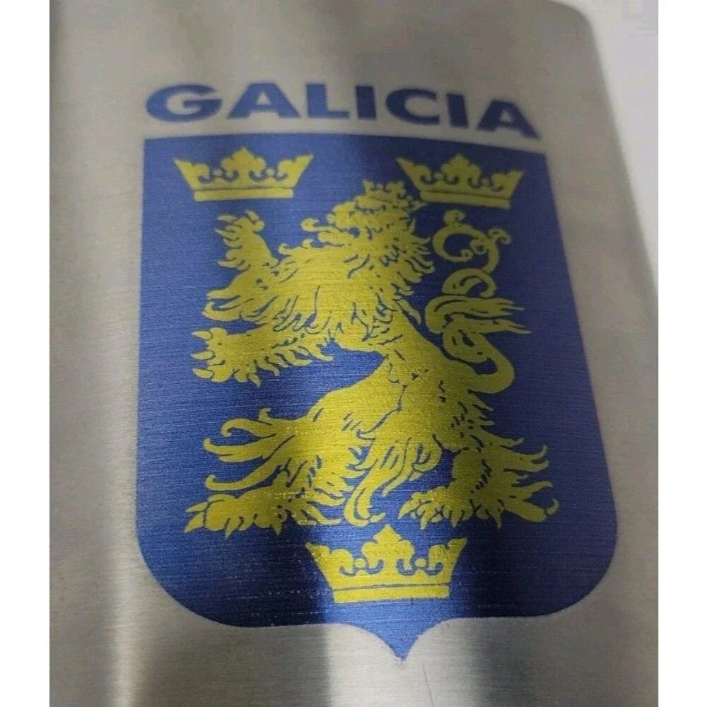 Galicia Coat of Arms Stainless Steel 9 oz Vintage Flask